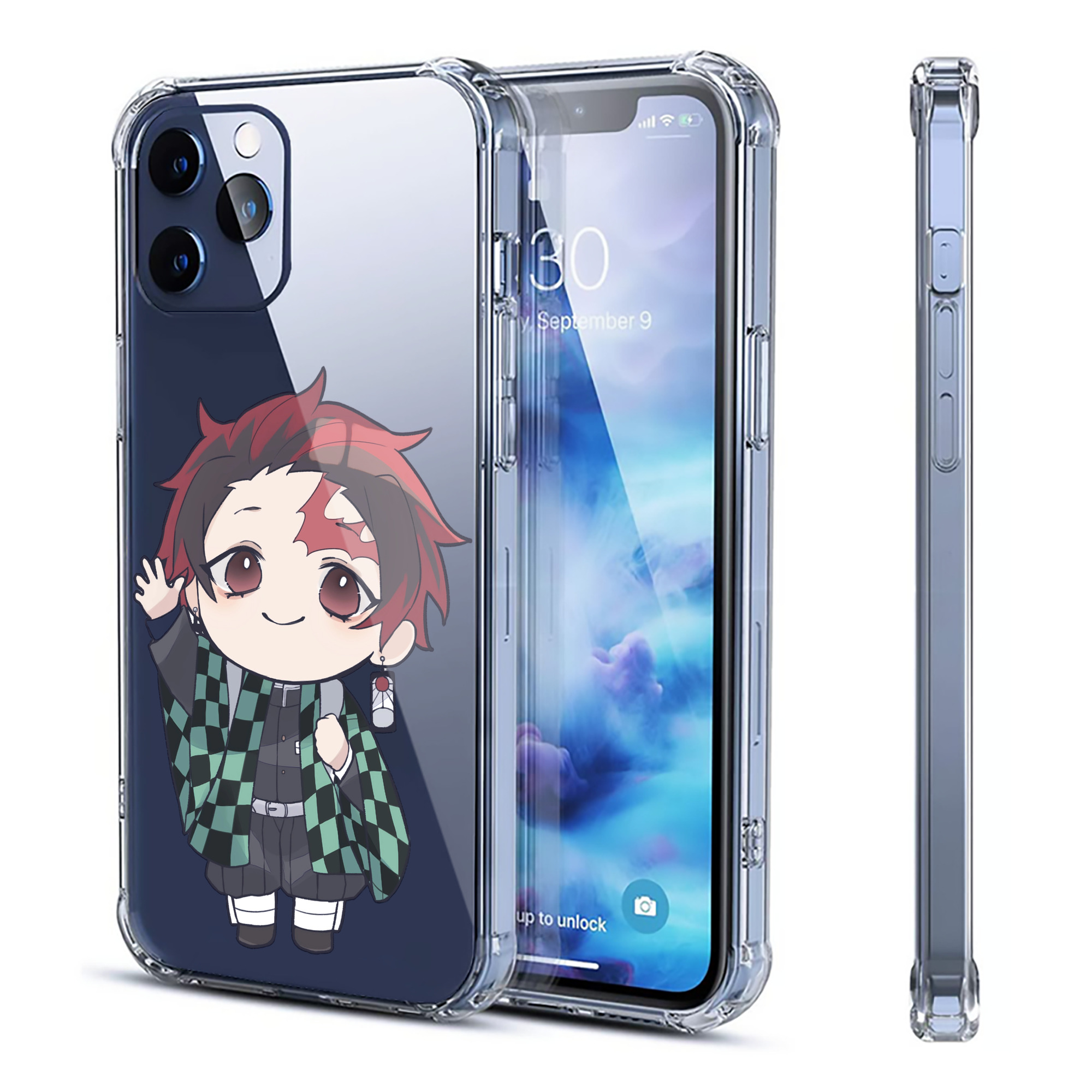 （画像用） 鬼滅の刃 竈門 炭治郎／かまど たんじろう Kamado Tanjirou 【iPhone 12シリーズ対応】透明スマホケース（クリアソフトケース）